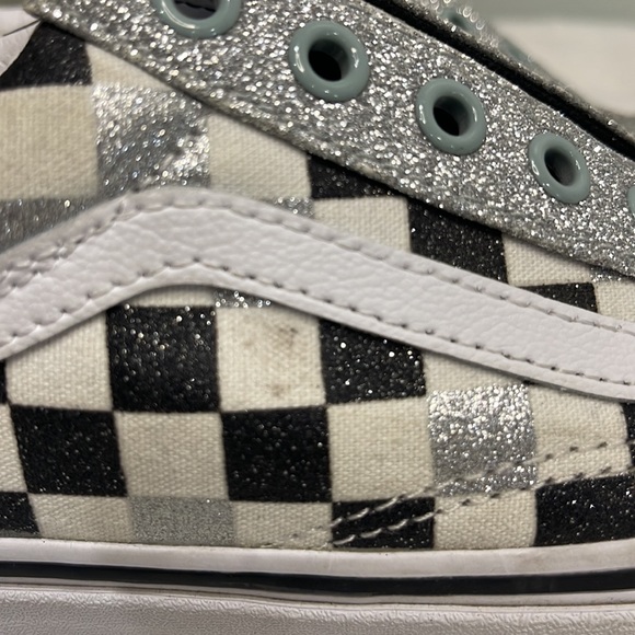 VANS OFF THE WALL GLITTER CHECKERBOARD OLD SKOOL SHOES - Picture 8 of 10